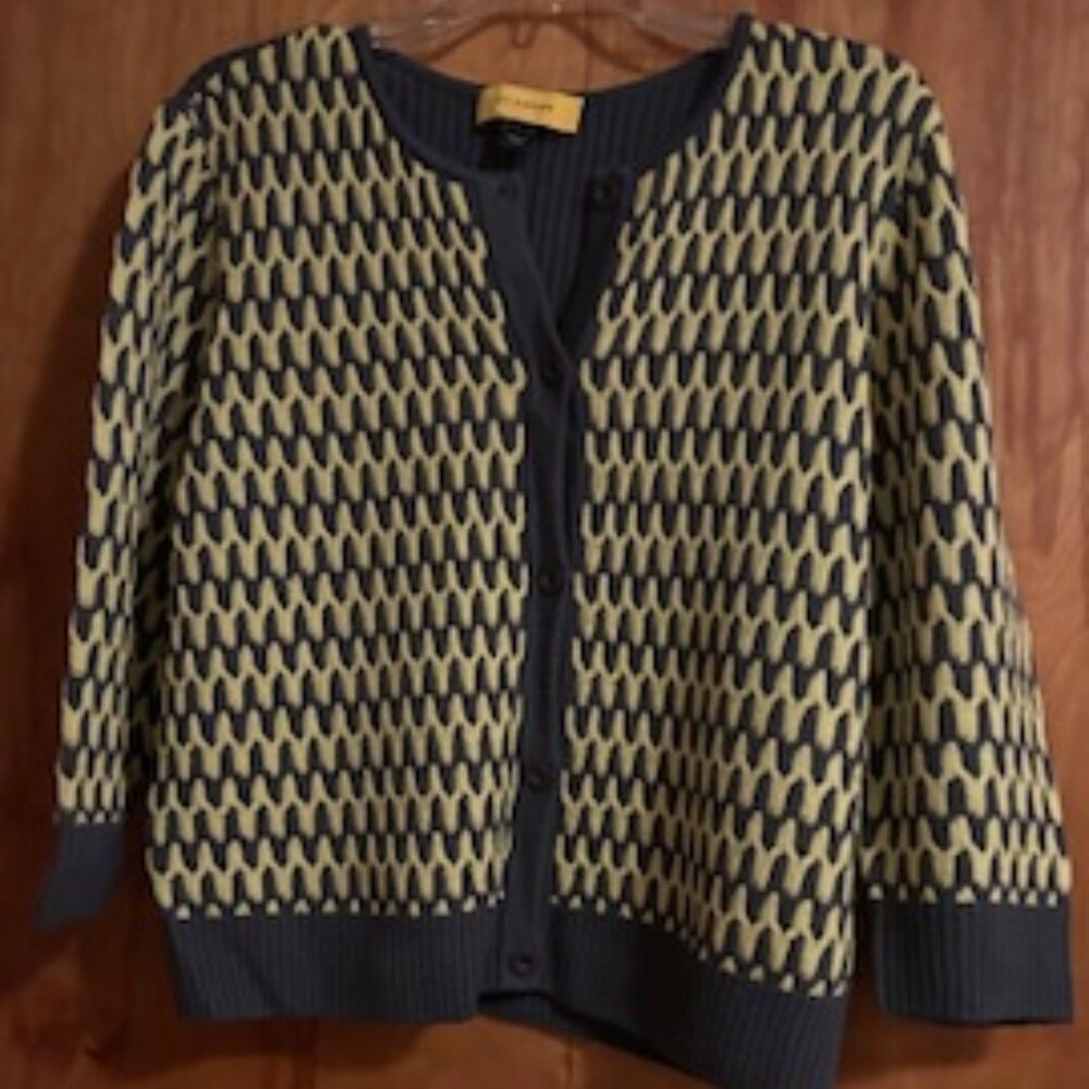 St. John grey/lime green sweater size L